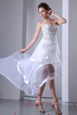 Best White A-line Sweetheart Prom Dress High-low Organza Beading