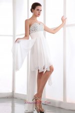 Best White Empire Sweetheart Prom Dress Asymmetrical Chiffon Beading