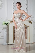 Best Champagne Empire Sweetheart Floor-length Chiffon Ruch and Beading Prom Dress