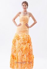 Best Orange Mermaid Sweetheart Ruch Prom Dress Floor-length Fabric With Rolling Flower