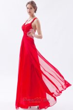 Best Red Empire Straps Prom Dress Chiffon Sequins Ankle-length