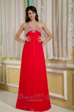 Best Luxurious Red Empire Prom Dress Sweetheart Chiffon Beading Floor-length