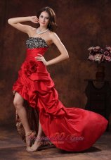 Best Red Leopard High-low Prom Dress Clearances With Beaded and Flowers Decorate Bust In Albertville Alabama