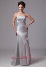 On Sale Simple Silver Column Satin Brush Train Mother Of The Bride Dress For Customize In Clayton Georgia