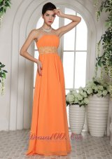 On Sale Stylish Orange Red Beading and Ruch Prom Dress With Strapless