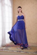 On Sale Royal Blue Empire Sweetheart Floor-length Chiffon Beading and Ruch Prom / Celebrity Dress