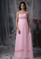 On Sale Beautiful Baby Pink Strapless Prom Dress Chiffon Beading