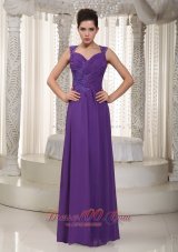 On Sale Purple Empire Straps Floor-length Chiffon Prom Dress