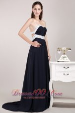 On Sale Black Empire Sweetheart Brush Chiffon Beading Prom / Evening Dress
