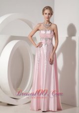 2013 Custom Made Baby Pink Evening Dress Empire Strapless Elastic Woven Satin Beading Floor-length