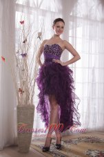 2013 Purple Column Sweetheart High-low Organza Beading Prom / Cocktail Dress