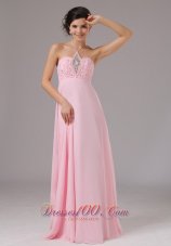 2013 Baby Pink Halter and Beaded Decorate Bodice For 2013 Prom Dress