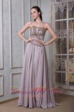 2013 Exclusive Grey Empire Prom Dress Strapless Chiffon Beading Floor-length