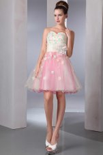 Colorful A-line Sweetheart Mini-length Organza Appliques Prom Dress