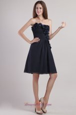 Black Empire Strapless Mini-length Chiffon Appliques Prom / Homecoming Dress