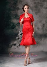 Elegant Red Column Sweetheart Mother Of Bride Dress Taffeta Knee-length