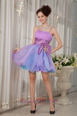 Colorful A-line / Princess Straps Cocktail Dress Organza Beading and Ruch Mini-length