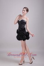 Black Column/Sheath Sweetheart Mini-length Satin Beading Prom / Cocktail Dress