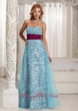 Custom Made Zebra A-line Sweethart Long Prom / Celebrity Dress With Aque Blue