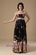 Multi-color Empire Strapless Floor-length Printing Prom Dress