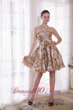 Sexy A-Line / Princess Halter Cocktail Dress Knee-length Print Beading