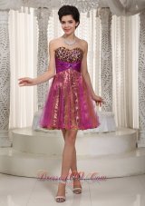 Colorful A-line / Princess Sweetheart Mini-length Organza and Leopard Beading Prom / Homecoming Dress