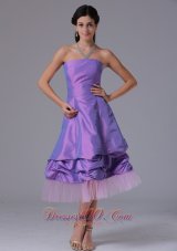 Lavender A-line Strapless Prom Cocktail Dress With Tea-length In Bridgeport Connecticut  Dama Dresses