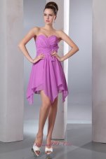 Lavender Empire Sweetheart Cocktail Dress Asymmetrical Chiffon Bow  Dama Dresses