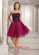 2013 Design Own A-line Beading Brand New Cocktail Dress Fuchsia Tulle In New York