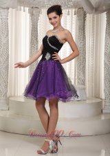 2013 Black and Purple Beaded Over Bodice High-low Sweetheart Prom Dress For Custom