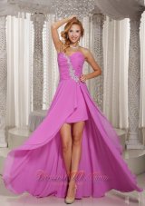 2013 High-low Prom Dress Lavender Sweetheart With Appliques and Ruched Bodice