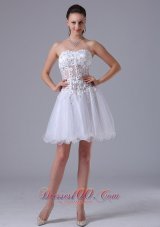 2013 2013 White A-line Straps Appliques Decorate Bust Prom Cocktial Dress With Beading In Minnesota