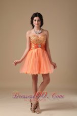 2013 Orange Red A-line Sweetheart Mini-length Organza Beading Prom Dress