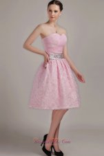 2013 Pink A-Line / Princess Sweetheart Knee-length Organza Beading Prom Dress