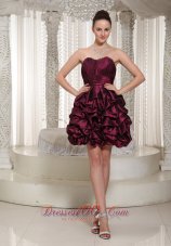 Cheap Short Lace-up Burgundy 2013 Prom Dress With Strapless PicK-ups