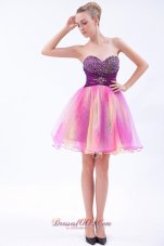 Cheap Multi-color A-line Sweetheart Mini-length Organza Beading Cocktail Dress