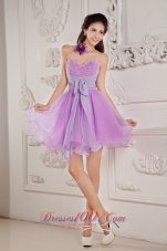 Cheap Cute Lavender A-line / Princess Sweetheart Prom / Homecoming Dress Mini-length Organza Beading