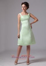 Apple Green Straps A-line Knee-length Bridesmaid Dress For Custom Made In Brunswick Georgia  Under 100