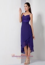 Pretty Purple High-low Bridesmaid Dress with Spaghetti Straps  Under 100