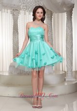 New Turquoise Prom Dress For Cocktail With Flowers Decorate  Under 100