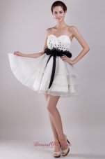 White A-Line / Princess Sweetheart Mini-length Organza Ruffles Prom Dress  Under 100