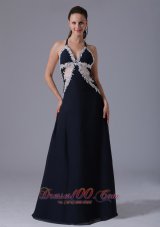 2013 Halter Apliques Decorate Bust Navy Blue Prom Dress With Floor-length In Bethel Connecticut