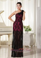 2013 Lace One Shoulder With Hand Made Flowers Modest 2013 Prom Dress