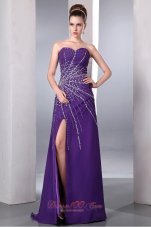 2013 Purple Column Sweetheart Floorlength Chiffon Beading Prom Dress