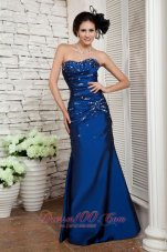 2013 Elegant Navy Blue Prom / Evening Dress Column Sweetheart Beading Floor-length Taffeta