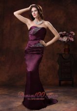 2013 Northport Alabama Dark Purple Beaded Decorate On Satin Mermaid Mother Of The Bride Dress With Brush Train