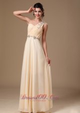 Discount Champagne One Shoulder Empire Prom Dress With 2013 New Styles Beaded Decorate Shoulder For Customize