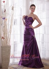 Discount Purple Column Sweetheart Floor-length Taffeta Pleat Prom Dress