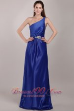 Discount Royal Blue Empire One Shoulder Floor-length Taffeta Beading Prom Dress