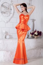 Discount Orange Red Mermaid Sweetheart Ruch Prom / Evening Dress Floor-length Taffeta